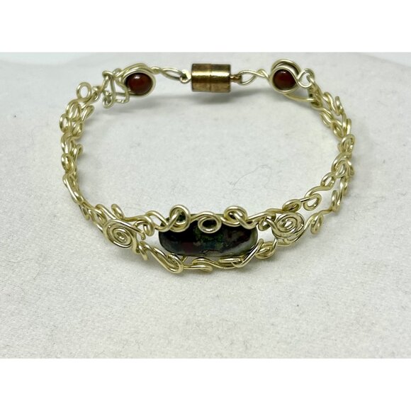 3 Bracelets - Beaded With Heart Charm, Wire wrapped gemstone, & Layerd‎ Beads. - Picture 4 of 9